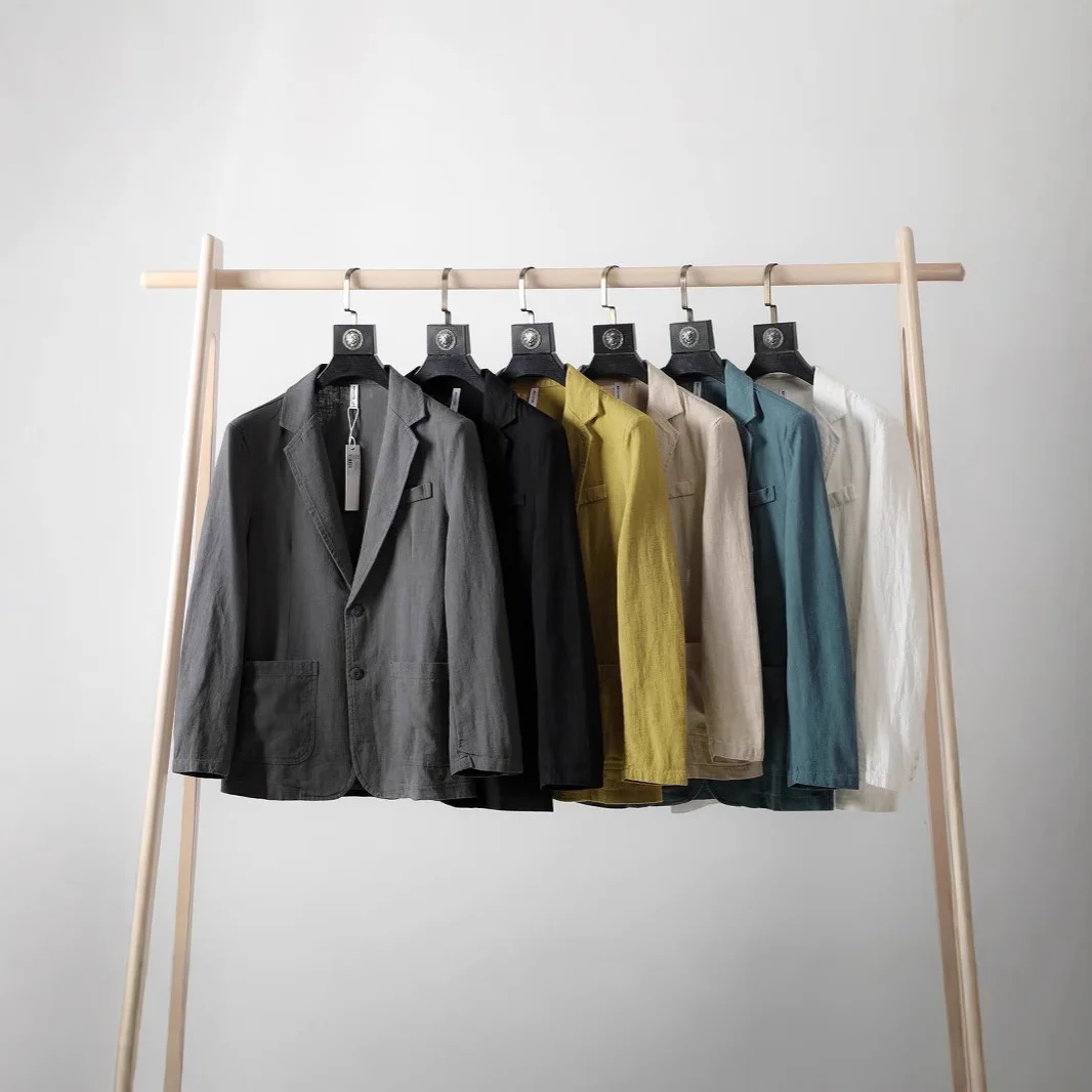 

Летняя новинка: стильная и дышащая мужская свободная куртка из хлопка и льна, модный трендовый мужской костюм