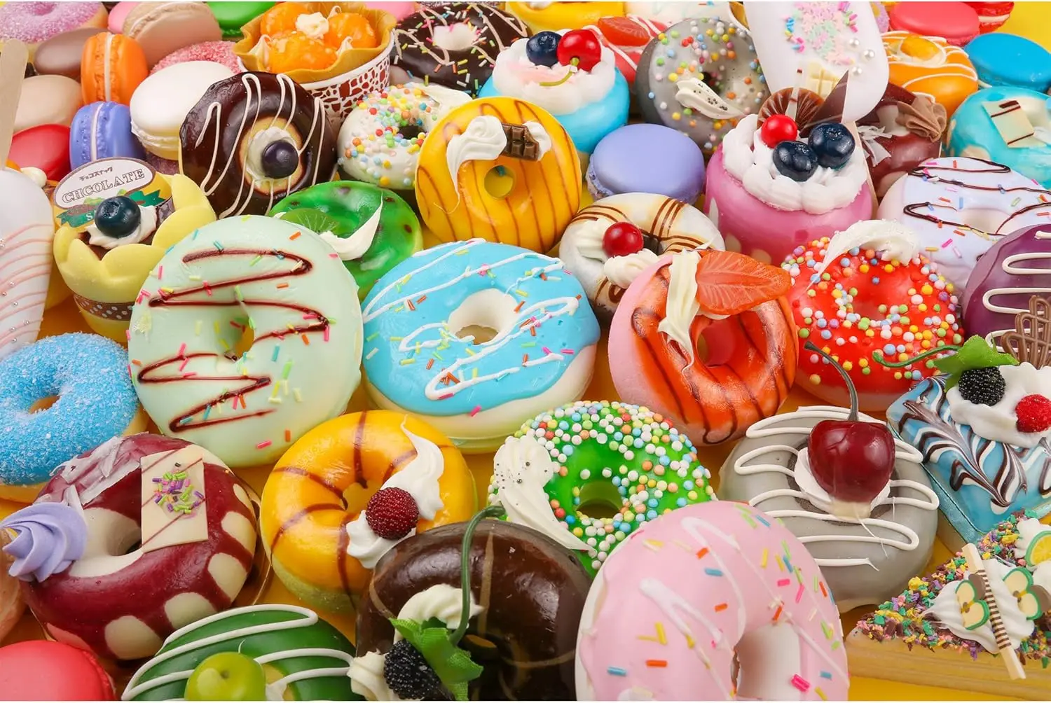 Delicious Doughnut 500/300/120 Pieces Jigsaw Puzzles Challenging Family Activity Game for Gameroom Bedroom Livingroom Home Decor