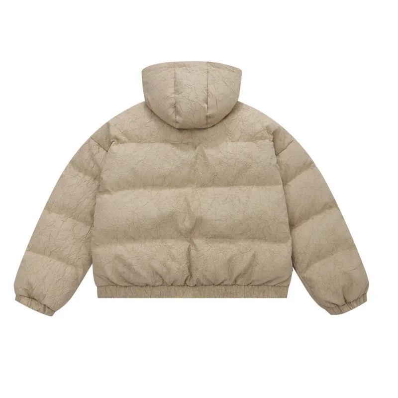HKSH Autumn Winter New Padded Cotton Jacket Men Tide Niche Design High Sense Textured Wrinkles Warmth Thick Loose Hooded HK17304