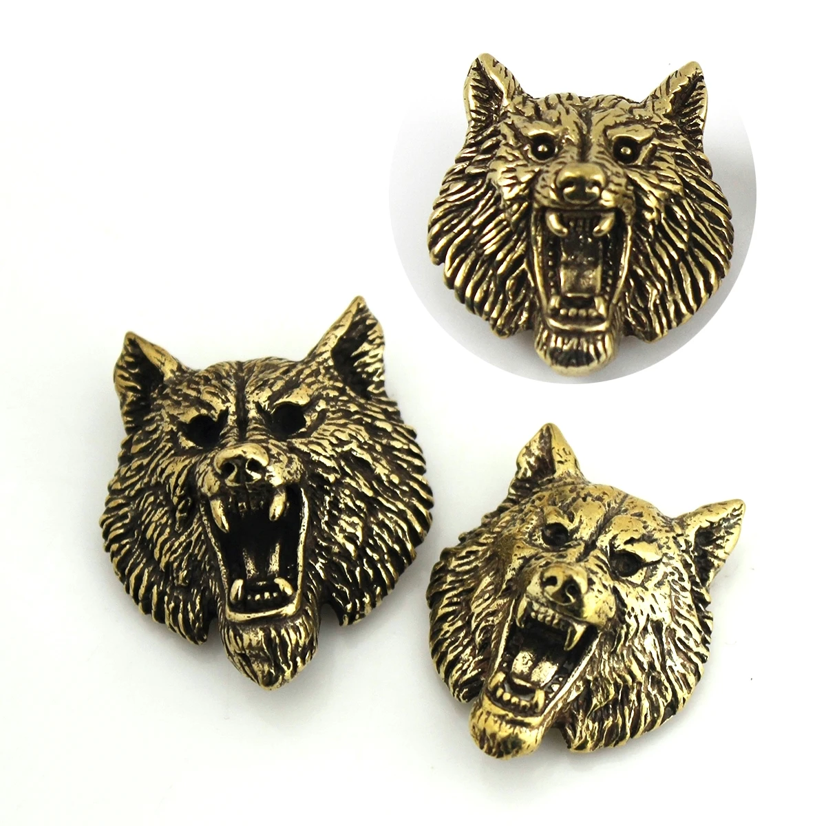 Latão Lobo Demônio Diabo Conchos Screwback Material, Animal Head Design, saco de couro, botão de cadeia carteira, conector rebite, 1 Pc