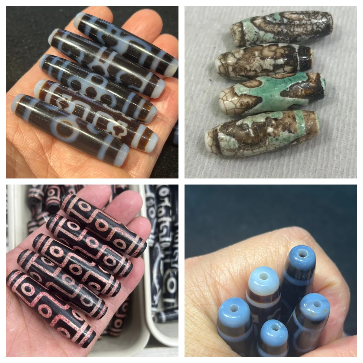 

Taiwanese craft black white Dzi bead, old-style large-mouth, barley-colored Dzi bead, black and red nine-eye Dzi bead loose bead