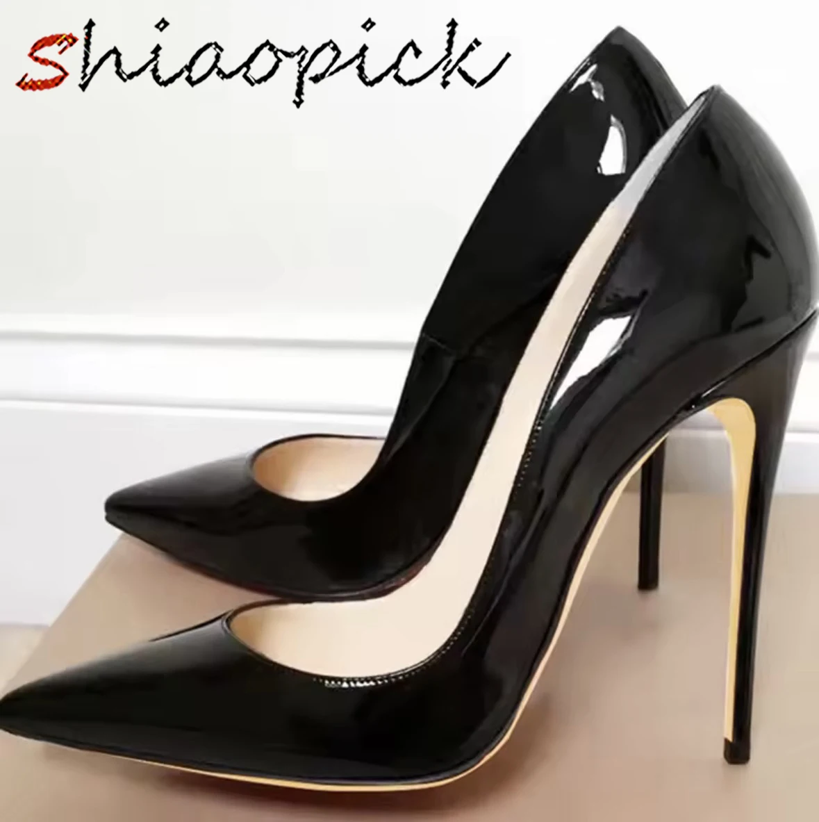 

НОВОЕ платье на очень тонком высоком каблуке 12 см, женские туфли-лодочки, элегантные туфли на шпильке с острым носком из лакированной кожи, костюм знаменитостей, туфли Mujer