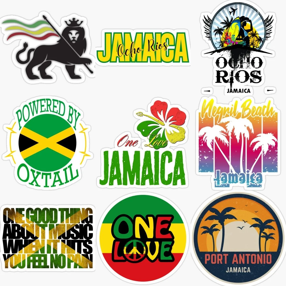 Creative Jamaica Flag PVC Sticker for Covered Scratch Decorate Car Window Helmet Motorcycle Truck Bicycle Room Decal Accessories