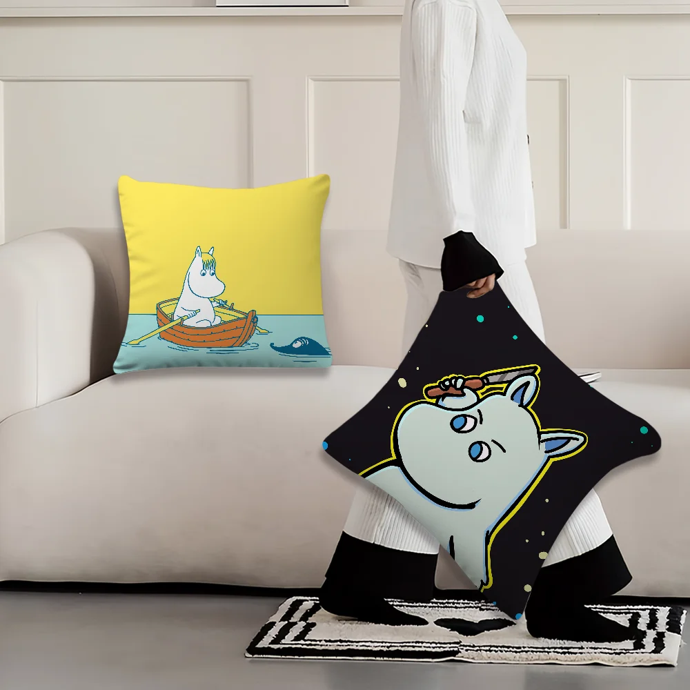 Cartoon-Anime-M-Moomins-Hippo Pillow Case For Sofa Bedside Table Bedroom Backrest Living Office Cushion Printed Square Multiple