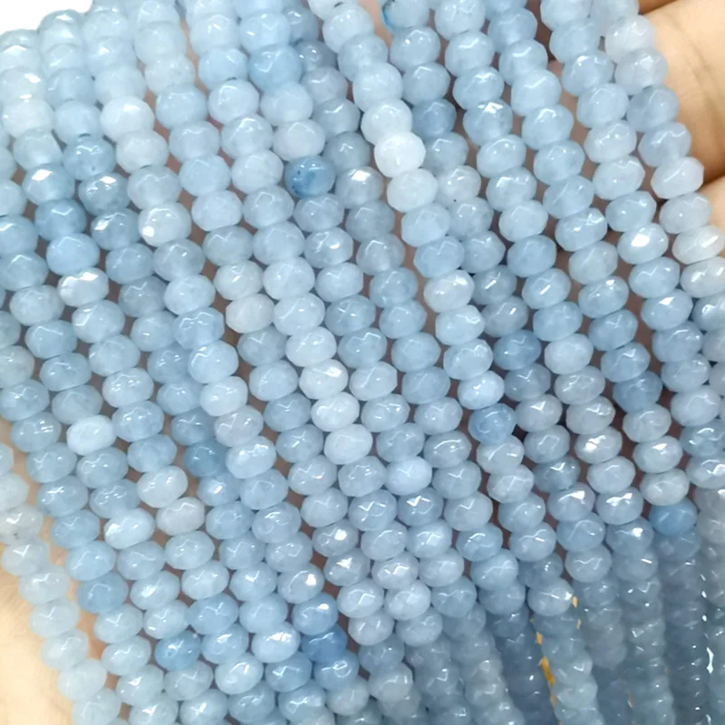 3x4mm Abacus Faceted Aquamarine Blue Chalcedony Loose Natural Stone Beads for Jewelry Making Diy Bracelet Earrings Accessories