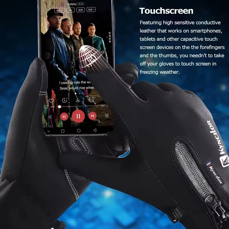 

Winter Thermal Soft Fleece Motorcycle Gloves Touchscreen Cold Weather Fits Men & Women Luvas For Cycling Camping Skiing Hiking