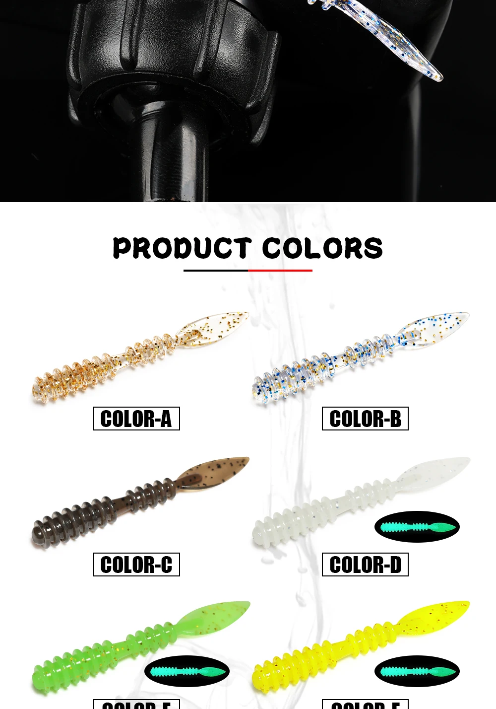 Rosewood 20 teile/schachtel Micro Ajing Wurm Weichen Köder Angeln Locken TPR Schwimmenden Rockfish Silikon Swimbait Künstliche Günstige Angeln Pech – Detail 6