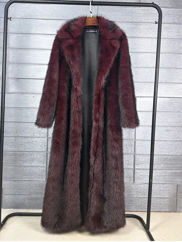 ZADORIN 130 cm Lange Luxus Revers Faux Pelzmantel Frau Y2K Kleidung Dicke Warme Flauschige Jacke Frauen Winter Faux Pelz mäntel Outer