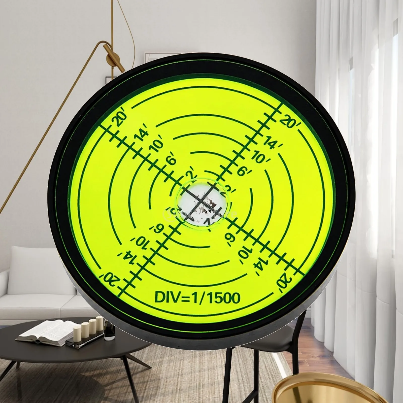 Heavy Duty Round Level Gauge Aluminum Body Crosshair Vial Level for Installation Projects and Equipment Setup