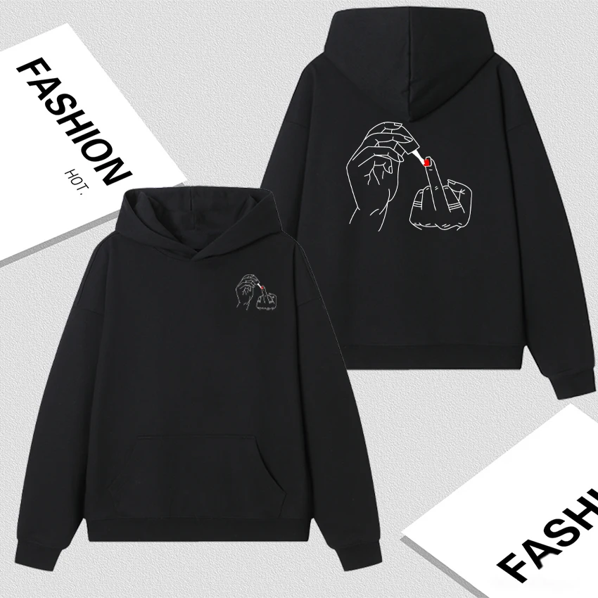 

Sassy & Confident Loose Hoodie Polished Fingernail Long sleeve Men Women Autumn Winter Sweatshirt Casual Fashion Unisex Pullover