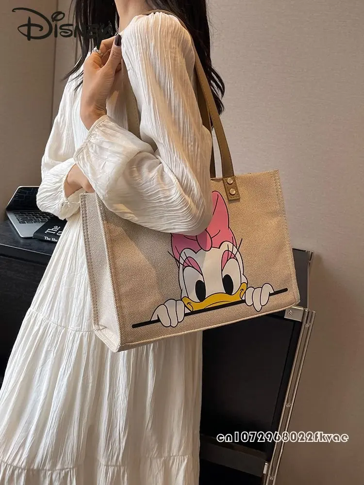 Disney Mickey New Women's Bag Fashion High Quality Canvas Shopping Handbag Cartoon Casual Large Capacity Women's Shoulder Bag