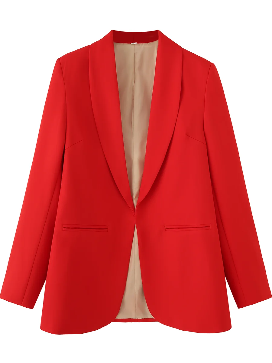 

American Sle Loose Casual Women's Suit Jaet Retro Slimming een Collar Long Sve Casual Wear Faionable Versatile