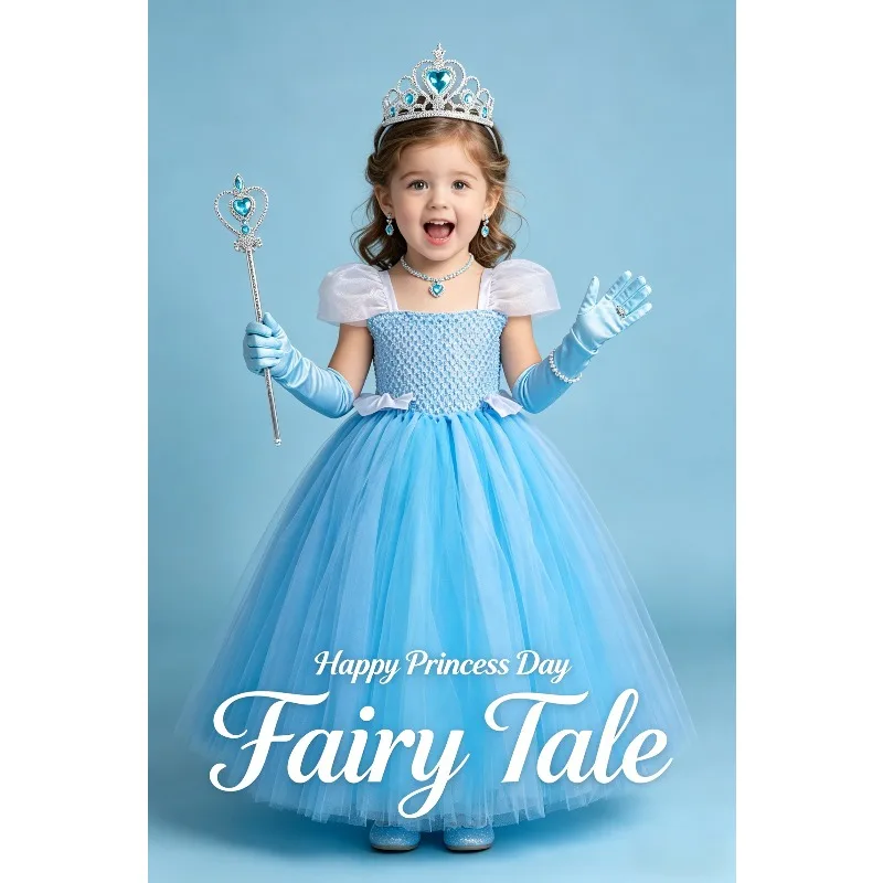 

Elegant Floor-length Princess Tulle Gown Lace Floral Dress Birthday Holiday Party Stage Performance Cosplay Special Costume