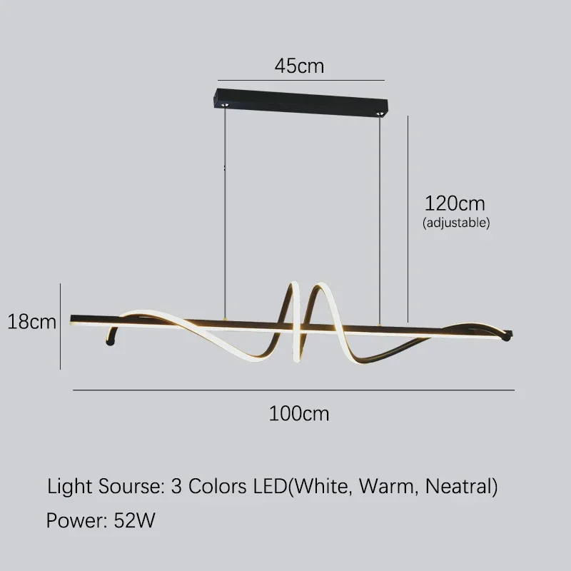 Modern LED Chandelier Creative Pendant Light for Dining Room Study Kitchen 3 Color Temperature Changeable Stylish Lighting
