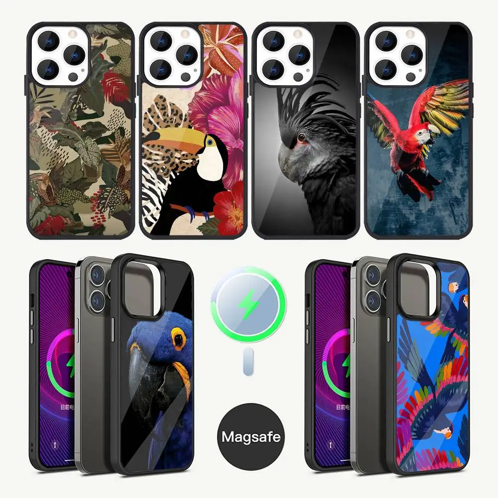 

Parrot Phone Case For iPhone 16,15,14,13,12,11,Plus,Pro,Max Mini Magsafe Magnetic Wireless Charging