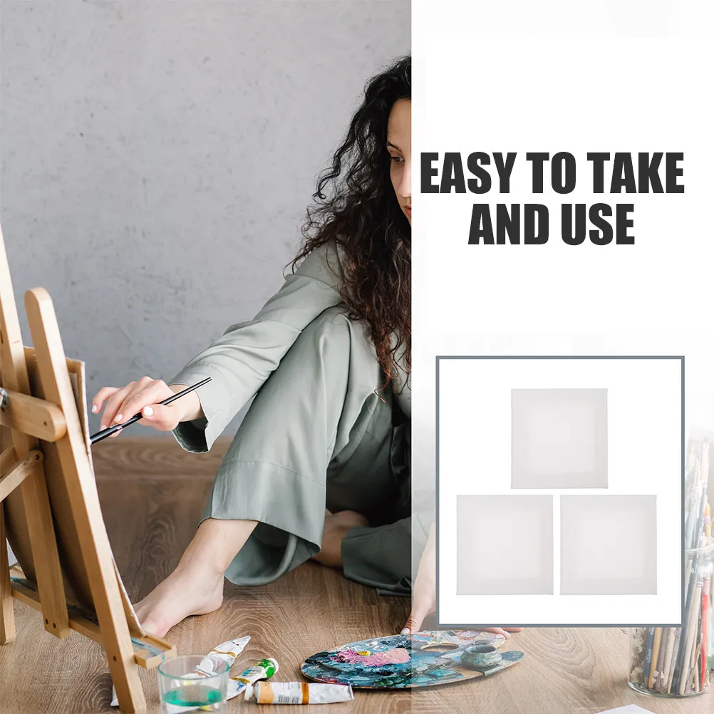 4Pcs Blank Canvas Panel Board Natural Wood Frame Cotton Cloth Surface Oil Painting Canvas for Beginners Professionals Art