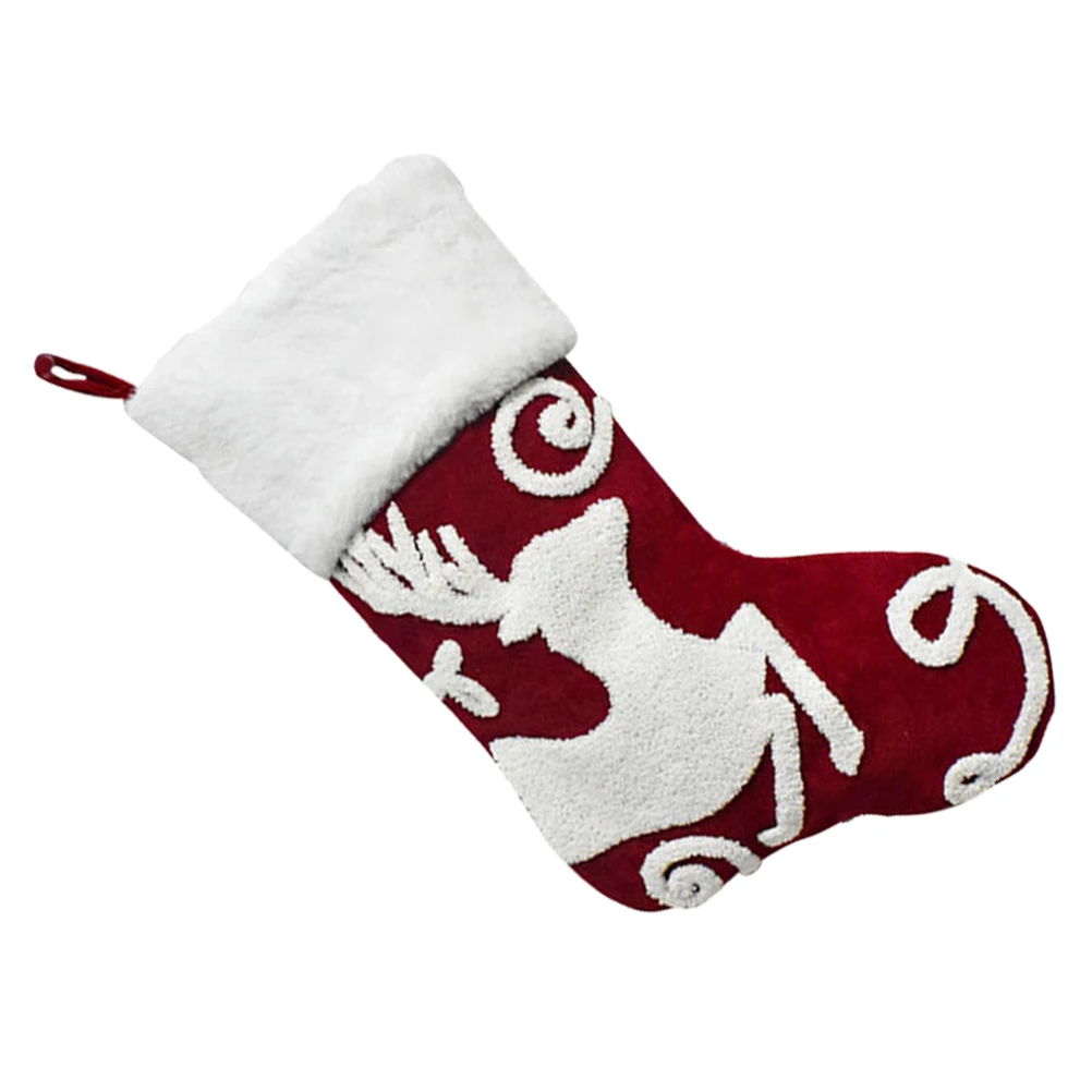 

1Pcs Christmas Sock Decor Hanging Gift Stocking with Sturdy Loop for Candy Small Presents Kids Stocking Stuffing Xmas Tree