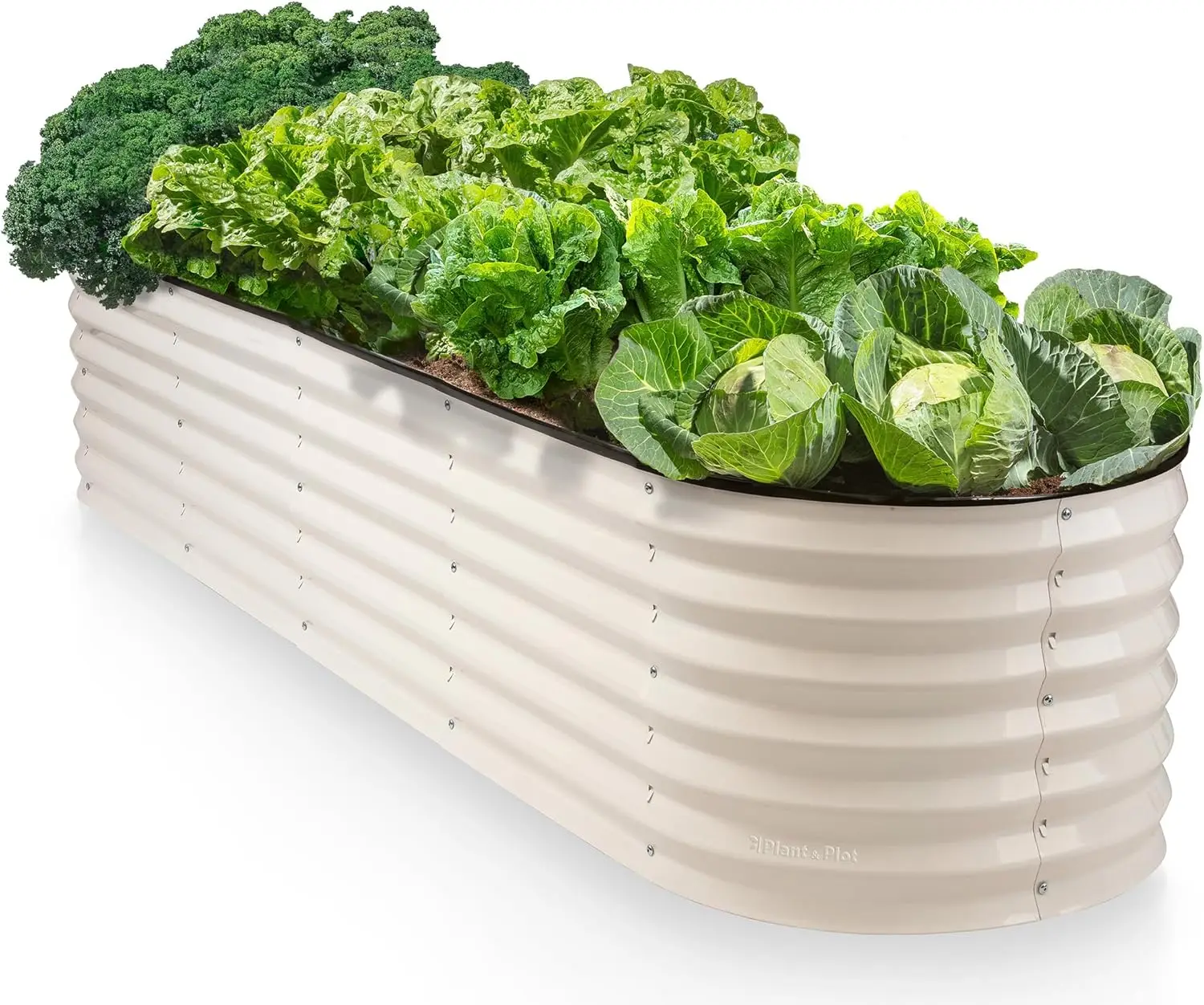 

9-in-1 Galvanized Steel Raised Garden Bed 8x2x1.5 ft Modular Planter for Vegetables Flowers, 18" Tall, White