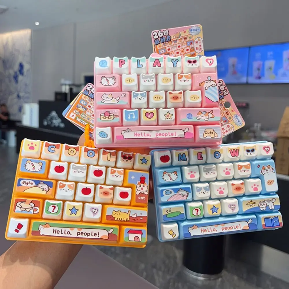 26-key Keyboard Keychain Clear Key Sounds Hanging Loop Stress Relief Decompression Pressable Keys Mini Keyboard Charm Gifts