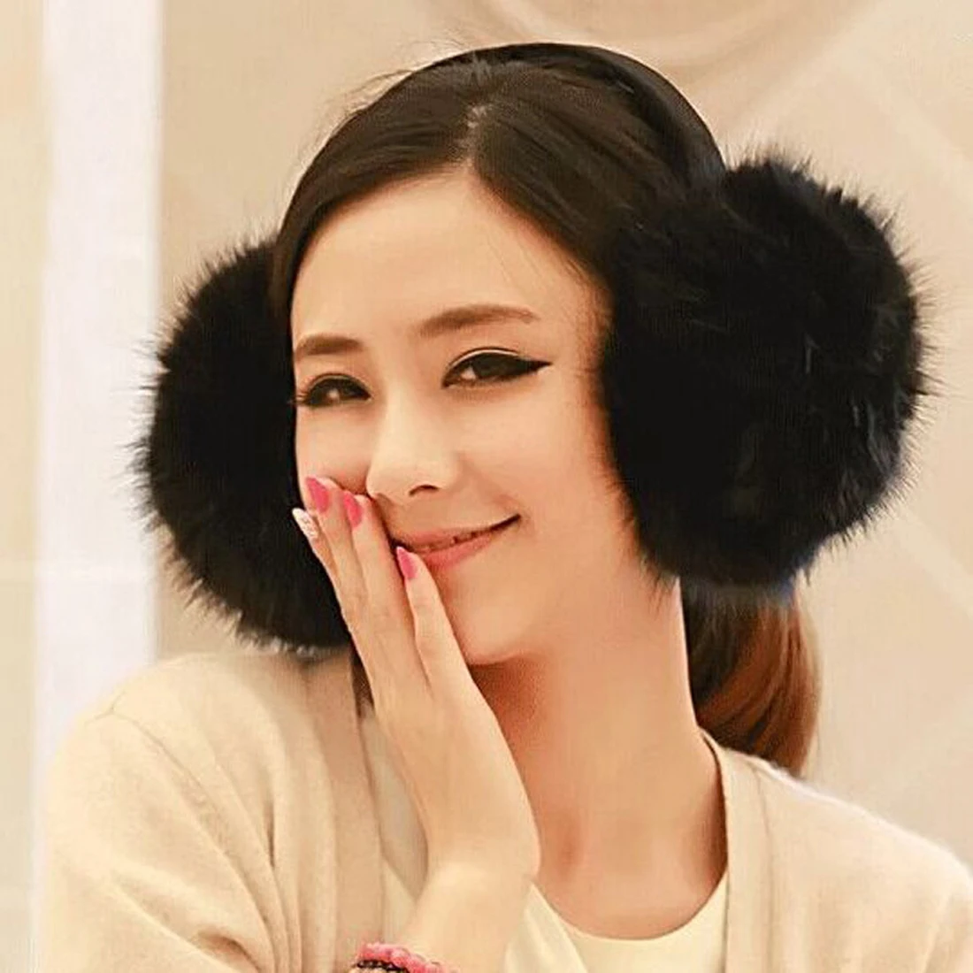 2024 Faux Rabbit Ear Muffs Fur Solid Color Winter Ear Caps Fuzzy Winter Warm Earmuffs for Women Plush Ear Covers Korean Style