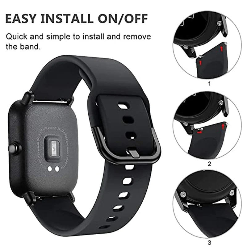 20mm/22mm Silicone band For Amazfit GTS/2/2e/4/3/GTS2 Mini/GTR 4/47mm/GTR2/2e/stratos 2/3 Sport Watch Bracelet Amazfit bip strap