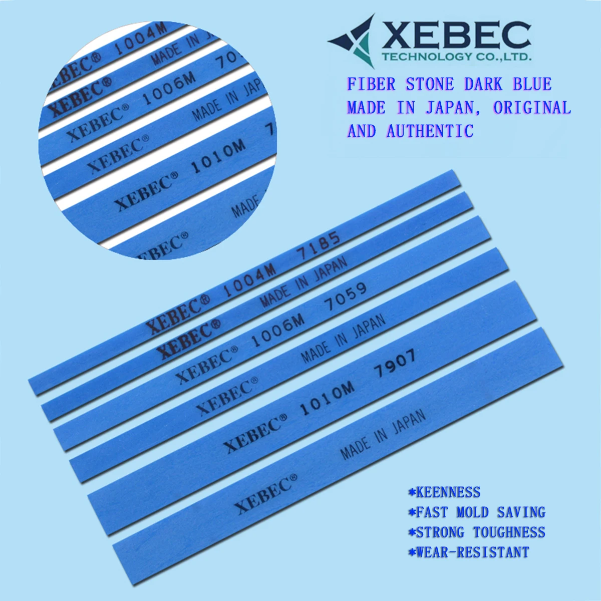 Japan Origin XEBEC A Series Blue Fiber Grinding Stone Strip Whetstone for Mould Die Grinding Grit 800