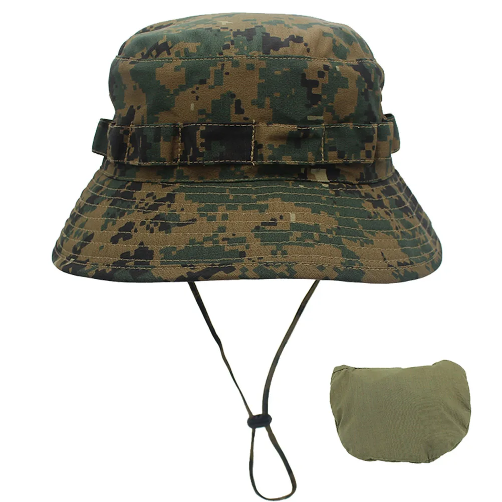 

Camouflage Bucket Hat Fabric Sun Protection For Fishing Hunting Outdoor Size Chin Strap Coffee Camouflage