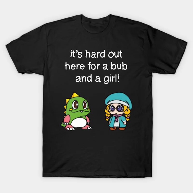 Retro Pixels Game Bubble Bobble Gift T-shirt for Arcade Gamer 0810 Cute Cartoon Dinosaurs  Graphic Clothes All Size Tops S-6XL