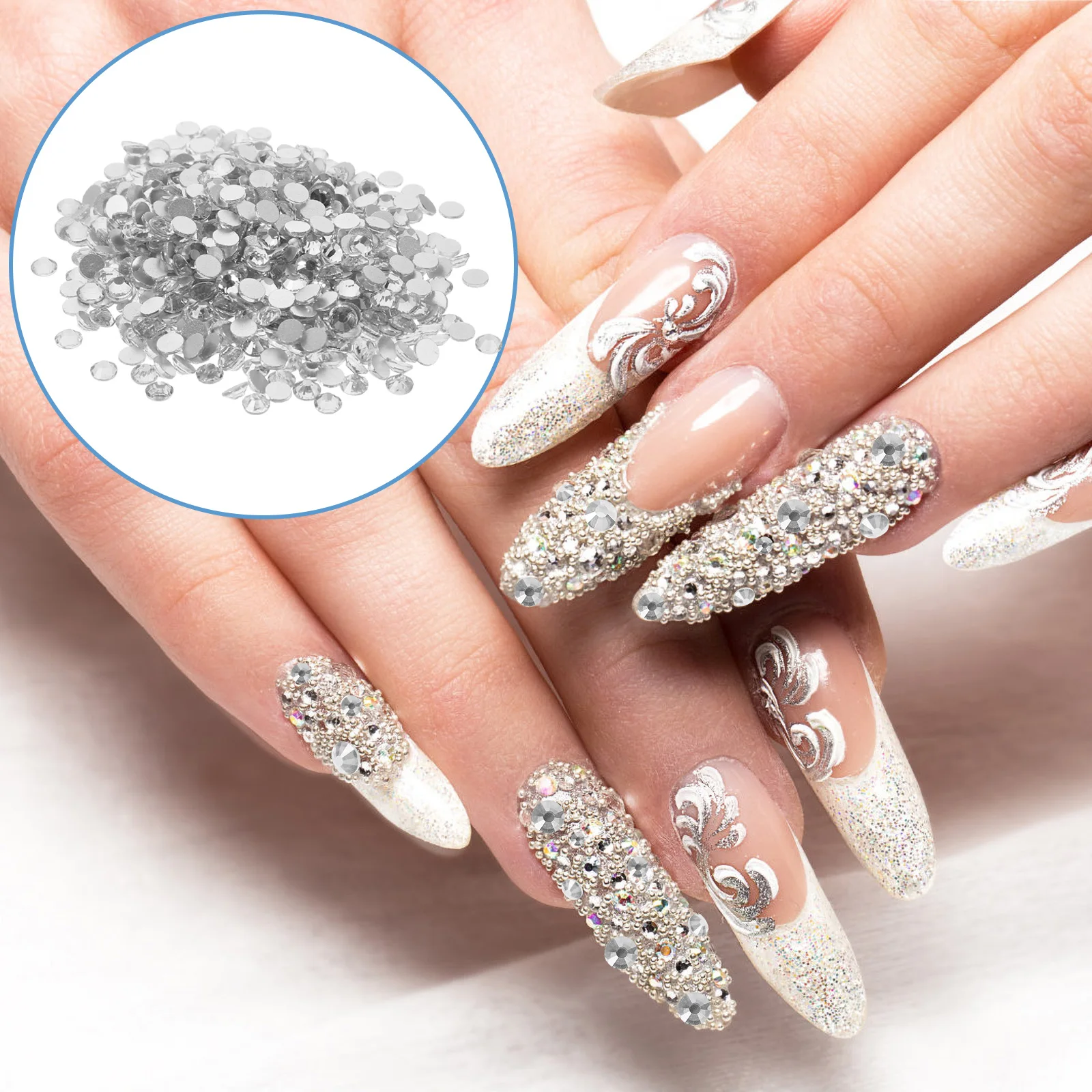 

1440pcs Rhinestone Charms Adhesive Nail Art Ornaments Manicure Supplies Durable Diy Nail Art Decorations