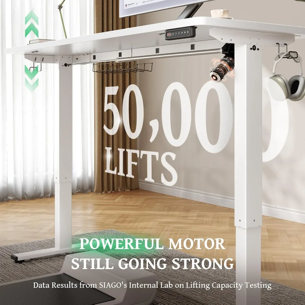 Mesa elétrica ajustável SIAGO - Mesa de pé 63 x 24 com gerenciamento de cabos e 3 configurações de altura de memória