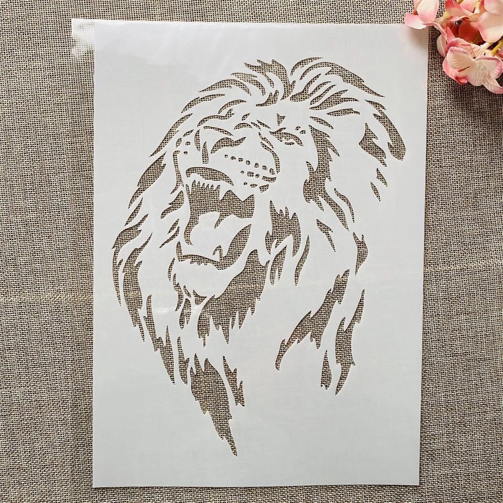 

A4 29cm Roaring Lion DIY Layering Stencils Wall Painting Scrapbook Coloring Embossing Album Decorative Template