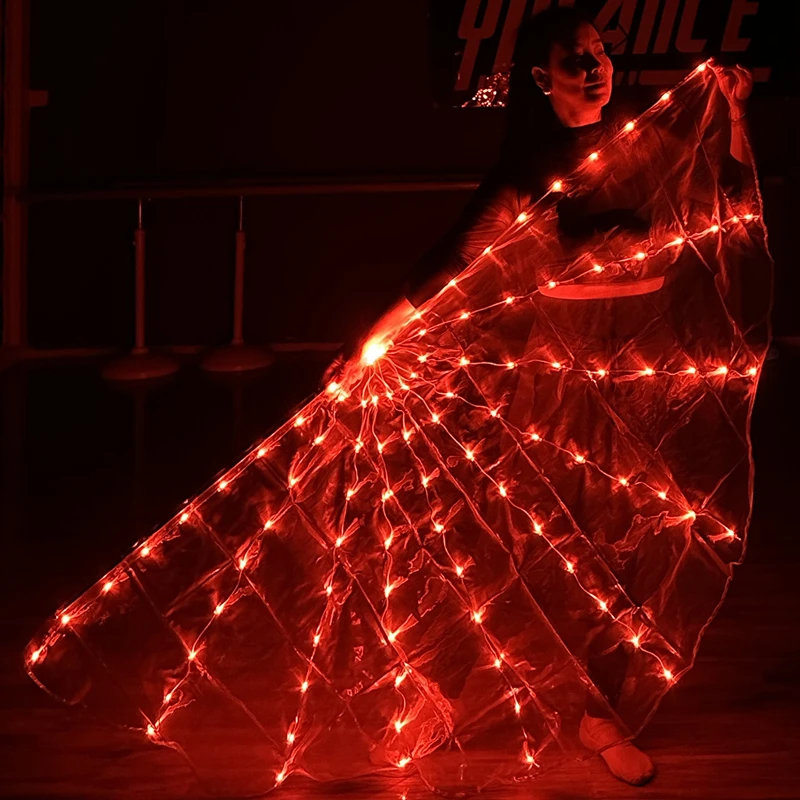 ธงเต้นระบำหน้าท้องแบบ LED รูปครึ่งวงกลม ไฟส่องสว่างสำหรับการนมัสการ ธงข่าวประเสริฐพร้อมด้ามจับปรับระดับได้ อุปกรณ์ประกอบฉากบนเวที ของตกแต่งโบสถ์