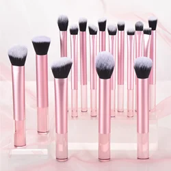 KOSMETYKI Makeup Brush Set - Premium Synthetic Foundation, Powder, Contour, Eyeshadow & Brow Brushes With Translucent Handles