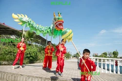 Kid China Dragon Dance Costume 3.1 m Silk 4 Players size 6 Children Creative Sports Toys Event Park Stage Festival