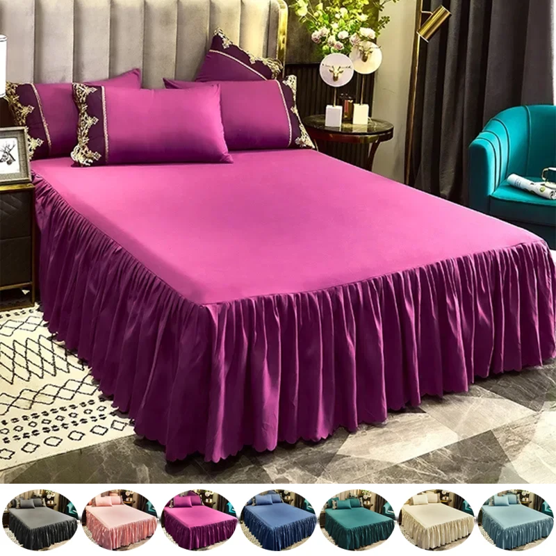 Thickened Solid Color Bed Skirt Cover Quilted Mattress Protector постельное белье наборы Skin-friendly Bedspread roupa de cama