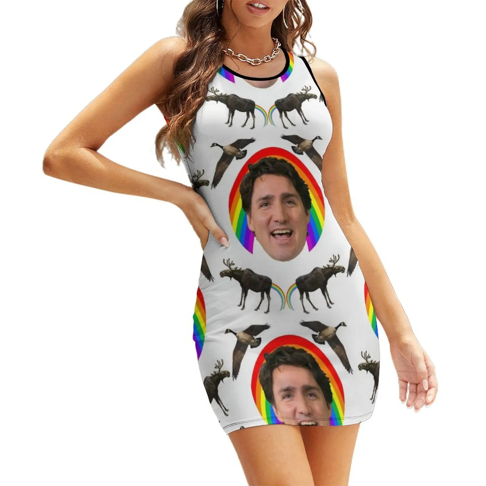 

Canada pride Justin Trudeau. Sleeveless Sundress summer dress korean women Dress women dresses for woman 2025