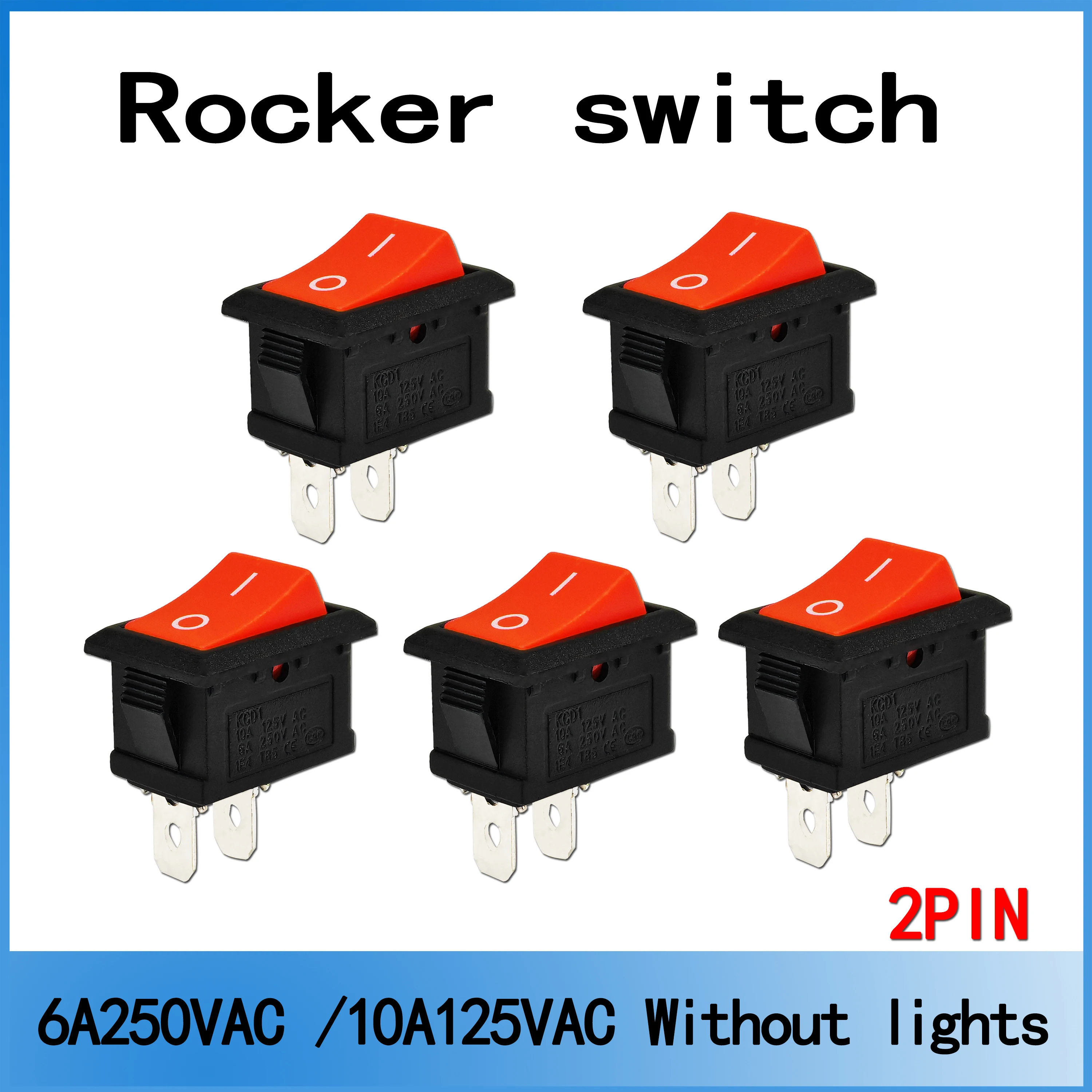 5/20/100Pcs 2Pins KCD1 Electrical Power Boat Shape SPST ON-OFF KCD11 Rocker Switch Toggle Switch