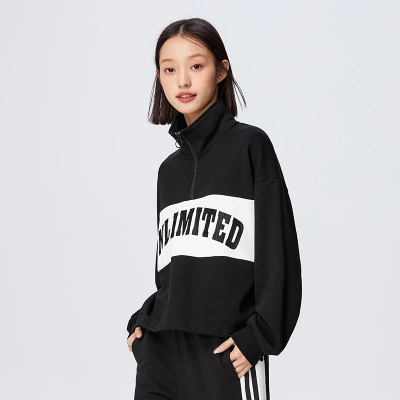 Semir Sweatshirt Women With Contrasted Letters 2023 Spring New Stand-up Collar Trendy Sweater