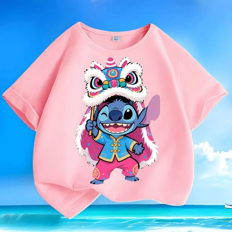 

Ограниченное предложение: Новая детская футболка с принтом «Танец льва» (Stitch), не мнущаяся, машинная стирка, свободный крой, короткий рукав