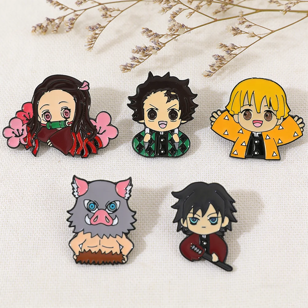 5 Pcs ​​Battle Shonen Cartoon Personality Brooch Fashion Enamel Pin Backpack Clothing Jewelry Metal Badge Accessories Gift view 3