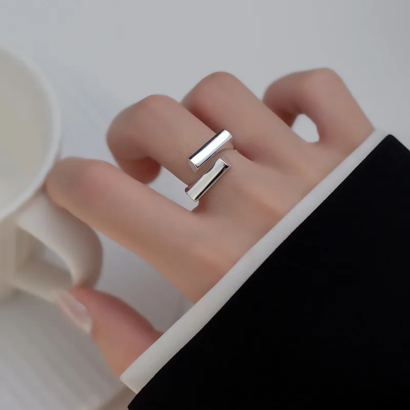 Hot Sale Simple Fashion Punk 925 Sterling Silver Geometric Open Rings For Women LR007