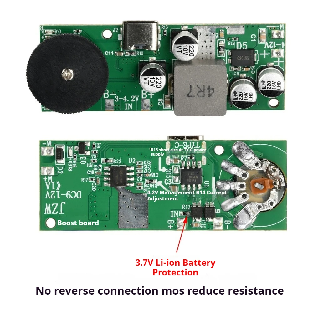DC-DC Boost Module 3.7V To 9V/12V Fan Stepless Speed Regulation Board 12W Small Fan Circuit Board Speed Regulator Boost Module