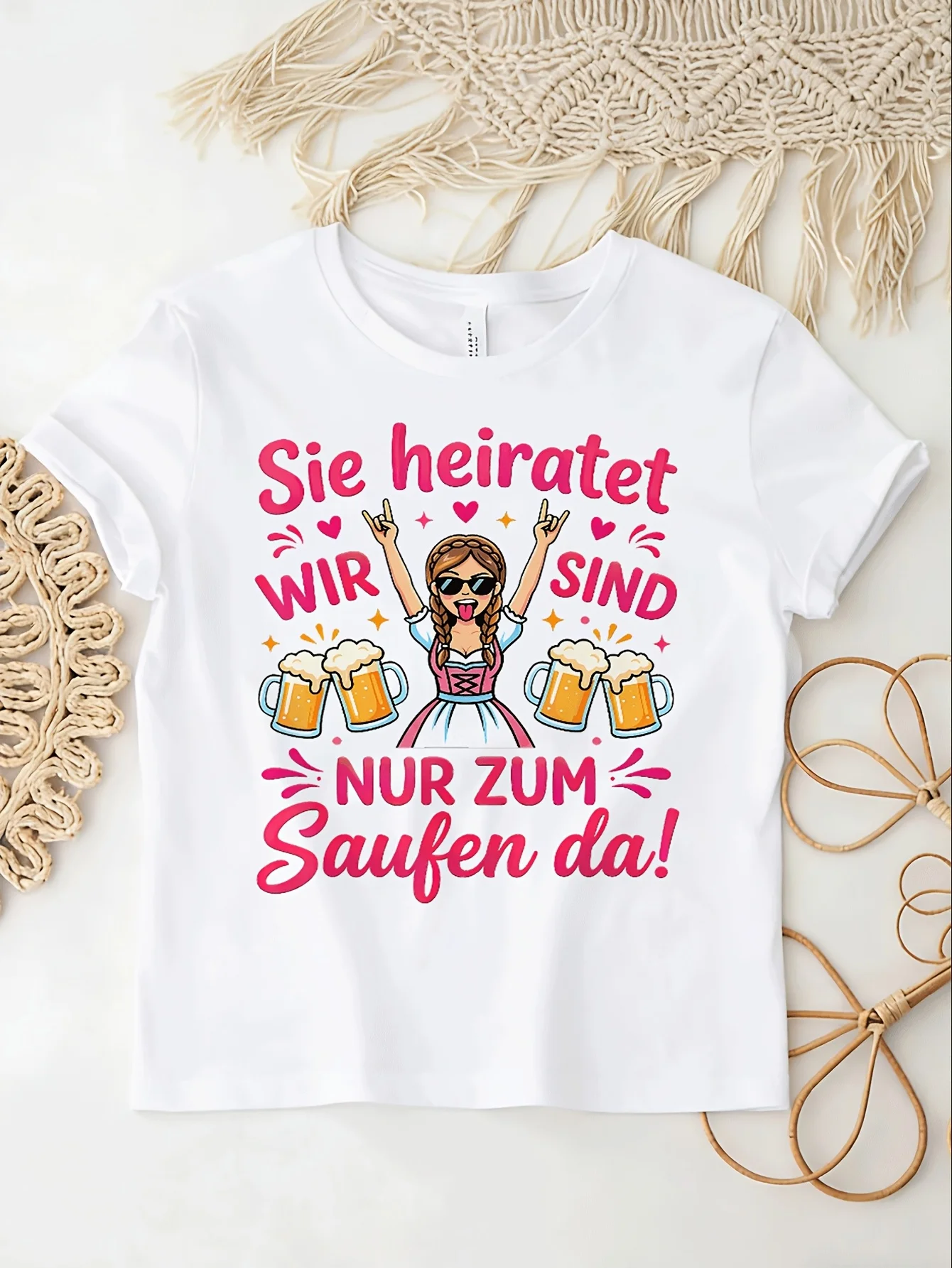 Sie Heiratet Wir Sind Nur Zum Saufen Da JGA Damen for men women Unisex All Season Funny Unisex All  Unisex All T-Shirt