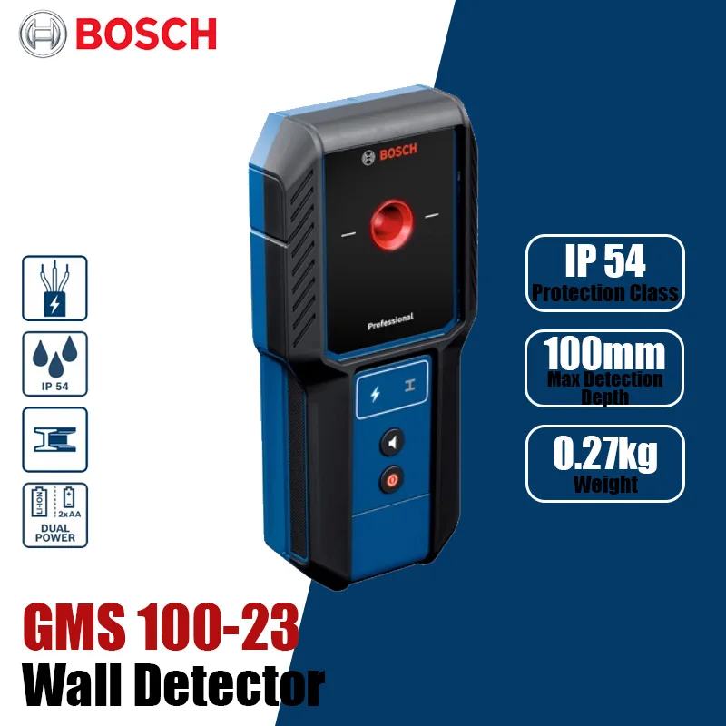 Bosch GMS 100-23 Professional Wall Scanner Multifunction Wall Scanner for Live Wires Cable / Metal Measurin Wall Detector