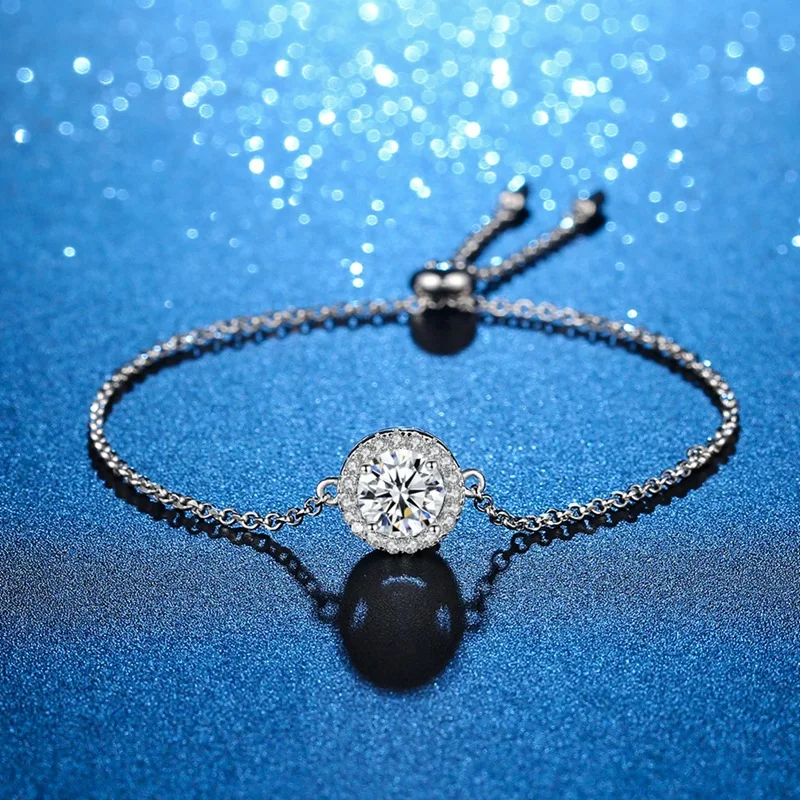 

Star-studded Round Bag Bracelet Women's 1CT Moissanite PT950 Platinum - Luxury bracelet, layered shine, for friends gatherings