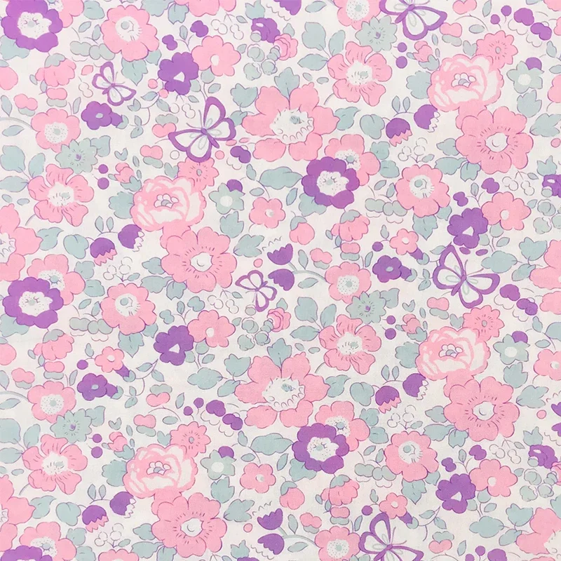 Betsy PINK PURPLE 80S Tissun liberty Cotton Poplin Fabric For Kids Baby Sewing Cloth Dresses Skirt DIY Handmade Meter 2021