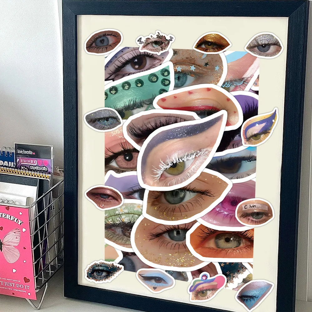 10/30/60pcs Colourful Eye Makeup Eyes Stickers Aesthetic Graffiti Cool Waterproof Decal DIY Phone Notebook Fridge Decoration Toy