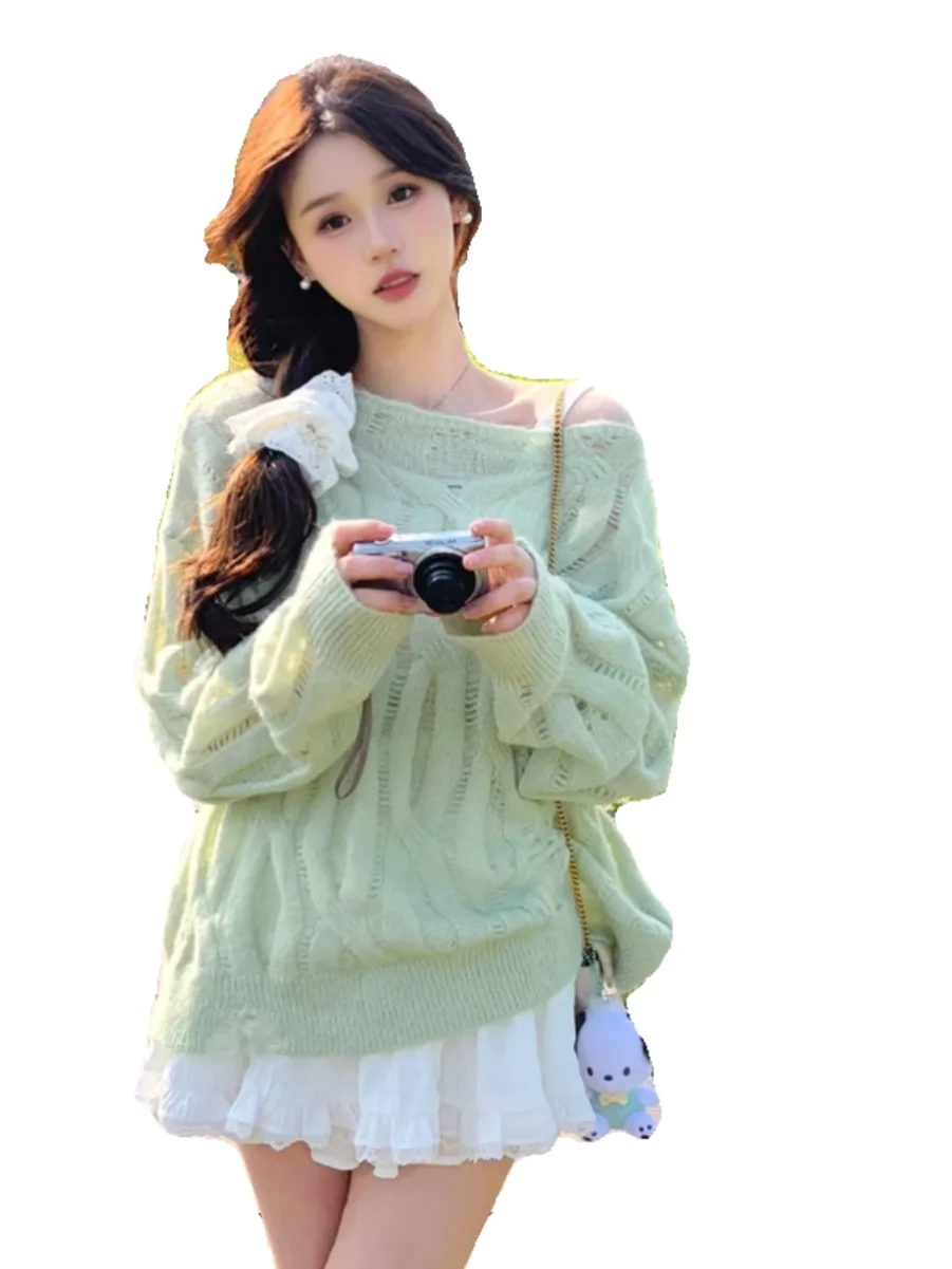 เสื้อสเวตเตอร์ เสื้อจัมเปอร์ เสื้อพูลโอเวอร์ ผู้หญิง สไตล์ยุโรป เสื้อท่อนบนสุดหรู ฮาราจูกุ ร้านอาหาร อาหารค่ำ ออกเดท โรแมนติก ผู้หญิง ฤดูใบไม้ร่วง