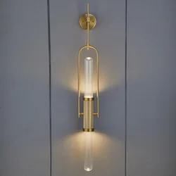 Lámpara de pared creativa Art Deco, Bombilla G9 de Metal dorado, cristal transparente, candelabro de iluminación para el hogar, salón, dormitorio, pasillo y escaleras, envío directo