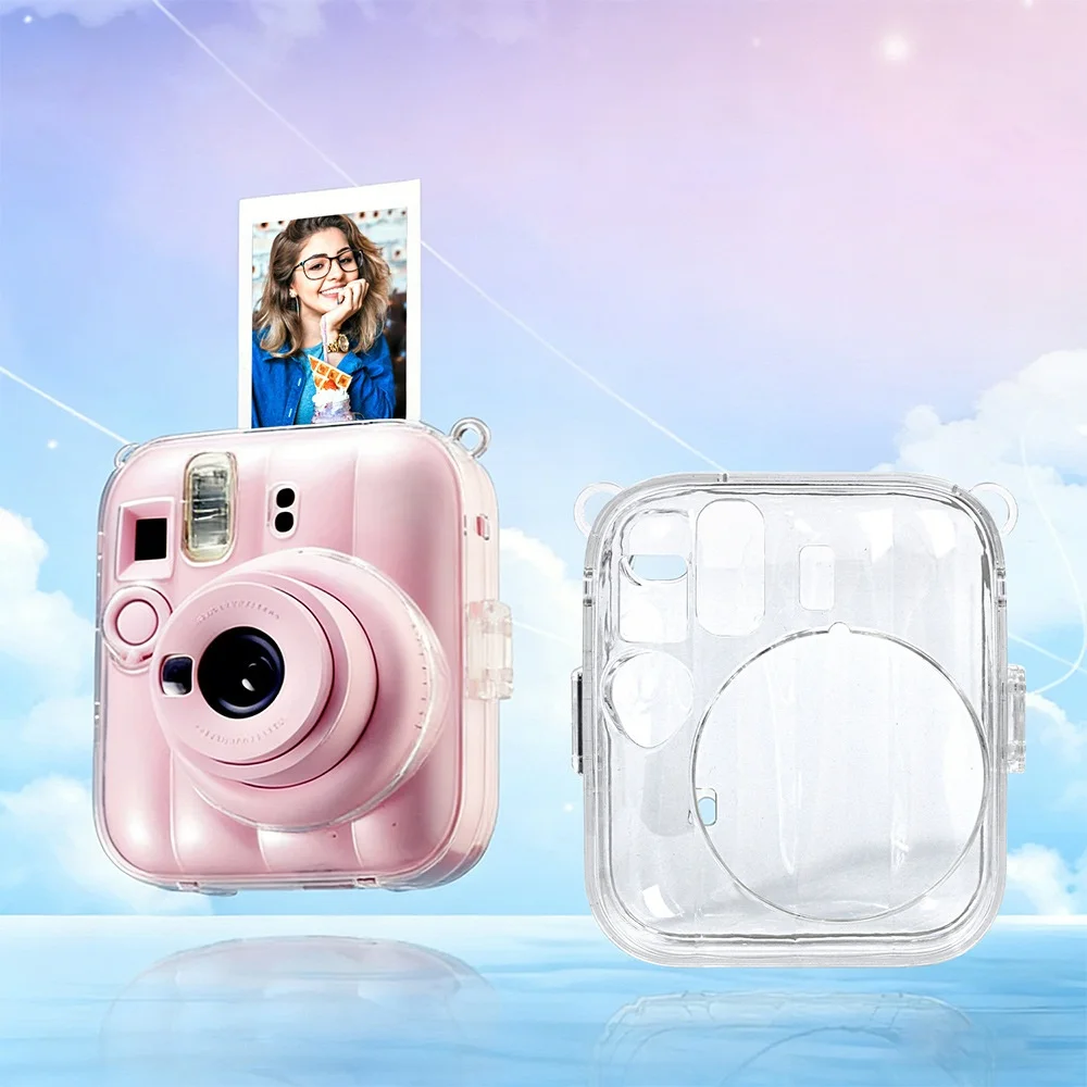 

For Instax Mini 13 Transparent Camera Case Protective Carry Bag Cover with Shoulder Strap Storage Bag
